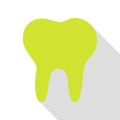 Tooth sign illustration. Pear icon with flat style shadow path.