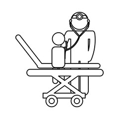 medical stretcher with patient isolated icon vector illustration design