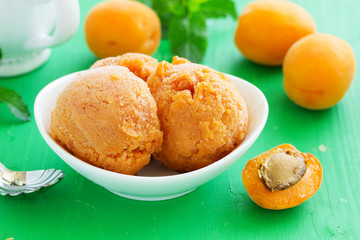 Apricot peach ice cream and pieces,
