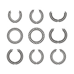 Laurel Leaf Wreath Polygon Stylized Set