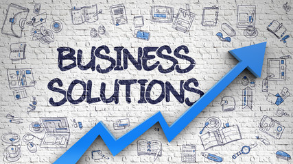 Business Solutions Drawn on White Brickwall. 