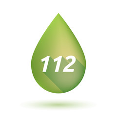 Isolated olive oil drop with    the text 112