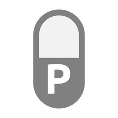 Isolated pill with    the letter P
