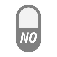 Isolated pill with    the text NO