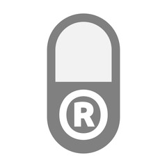 Isolated pill with    the registered trademark symbol