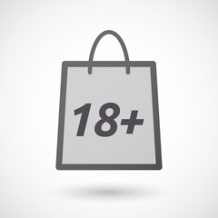 Isolated shopping bag with    the text 18+