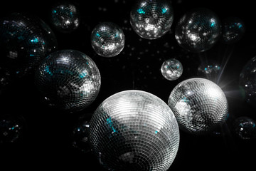 Mirror ball Illumination dark. disco party ball. - obrazy, fototapety, plakaty
