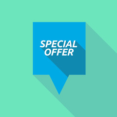 Long shadow tooltip with    the text SPECIAL OFFER