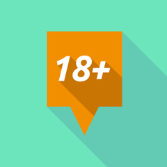 Long shadow tooltip with    the text 18+