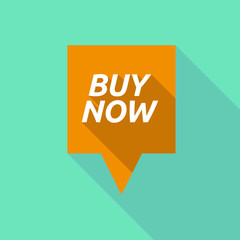 Long shadow tooltip with    the text BUY NOW