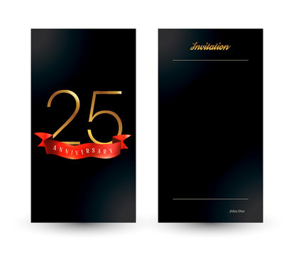 25th anniversary decorated greeting card template.