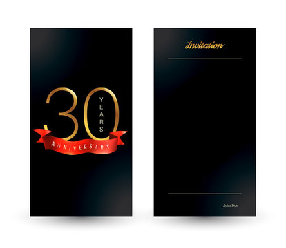 30th anniversary decorated greeting card template.