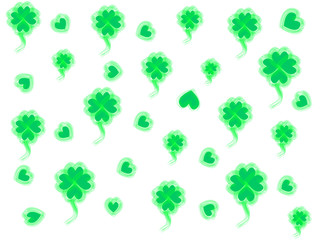 White backgrounds with shamrocks.