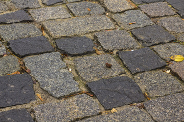 wet cobbles. background