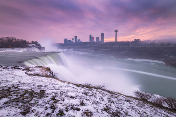 Niagara Falls sunset from New York side. 
