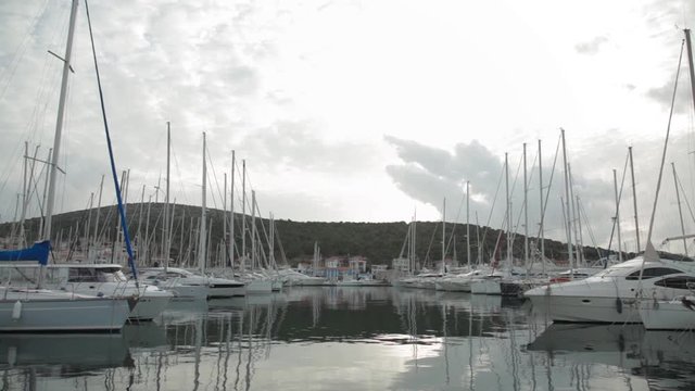 cloudy day on a yacht port
