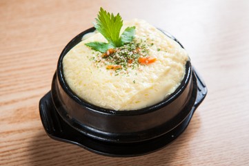 gyeran jjim. Steamed Egg in a Hot Pot.