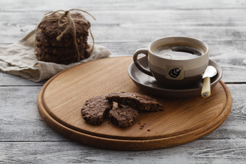 Fit food. Oat cookies and coffee for breakfast