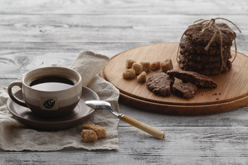 Fit food. Oat cookies and coffee for breakfast