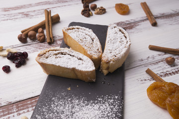 sweet roll in powdered sugar, dessert
