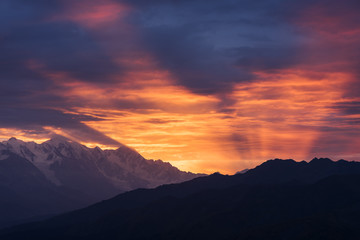 Faerie sunrise over the mountain range in Georgia