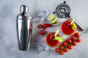 Bloody mary cocktail and ingredients © anaumenko
