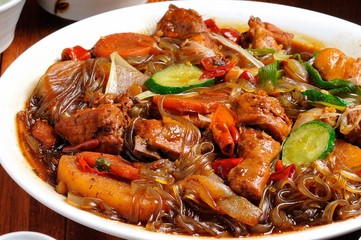 jjim dak. Braised Spicy Chicken with Vegetables.