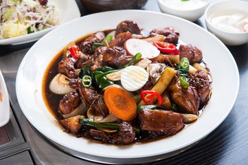 jjim dak. Braised Spicy Chicken with Vegetables.