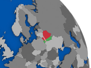 Belarus and its flag on globe