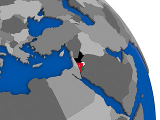 Jordan and its flag on globe