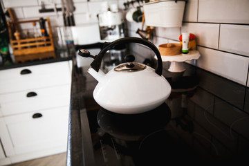 Interior of a modern kitchen. electric kettle