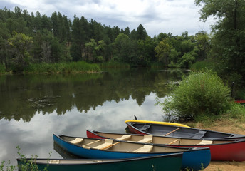 Canoes by the Lake