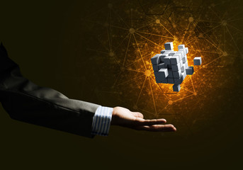 Idea of new technologies and integration presented by cube figure