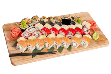 Sushi plate isolated on white background