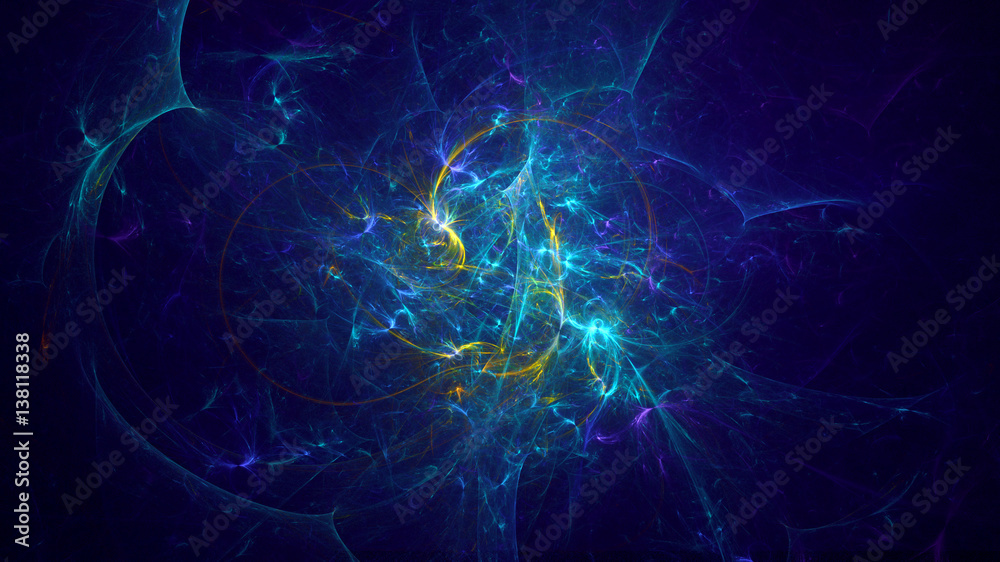 Poster 3d rendering abstract fractal light background