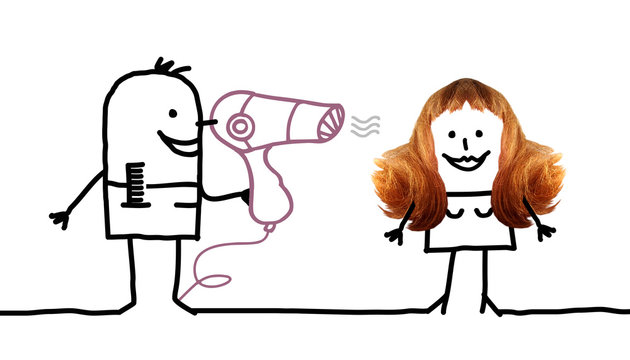 Cartoon people - Haidresser an woman hairstyle