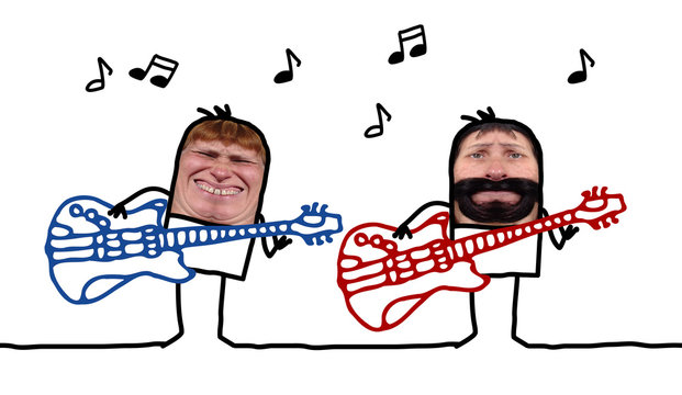 Cartoon people - two guitarists