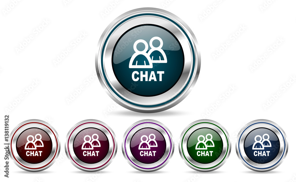 Aufkleber Chat silver metallic web set of vector icons isolated on white background in eps 10.