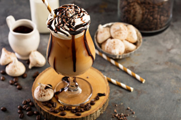 Iced coffee with whipped cream