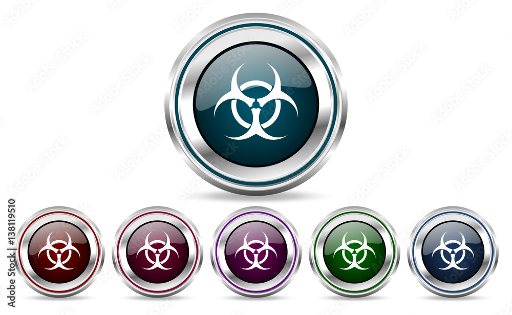 Aufkleber Biohazard silver metallic web set of vector icons isolated on white background in eps 10.