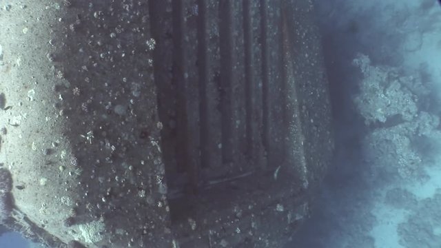 Salem Express shipwrecks underwater in the Red Sea in Egypt. Extreme tourism on ocean floor in world of coral reefs, fish, sharks. Researchers of wildlife blue abyss. Deep diving.