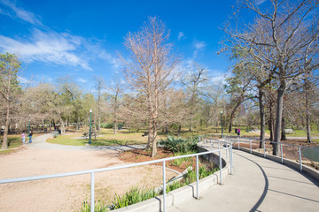Houston Hermann park conservancy Mcgovern lake in winter Texas
