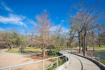 Houston Hermann park conservancy Mcgovern lake in winter Texas