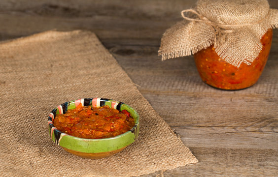 Bowl and jar of zacusca