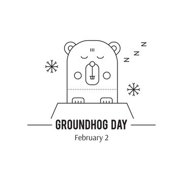 Groundhog Day Line Icon