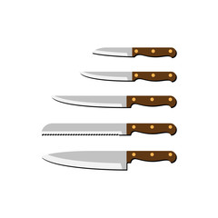 Set of knives. Illustration in flat style