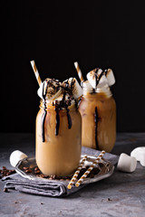 Iced coffee with toasted marshmallow