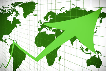 Business graph on background continents