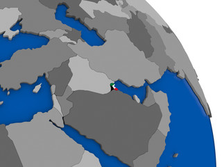 Kuwait and its flag on globe