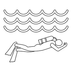 Scuba diving icon, simple style